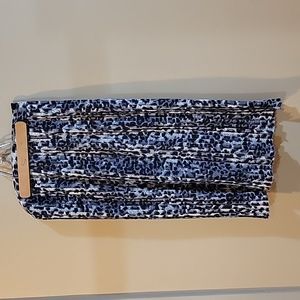 Women's small pleated black leopard print midi skirt